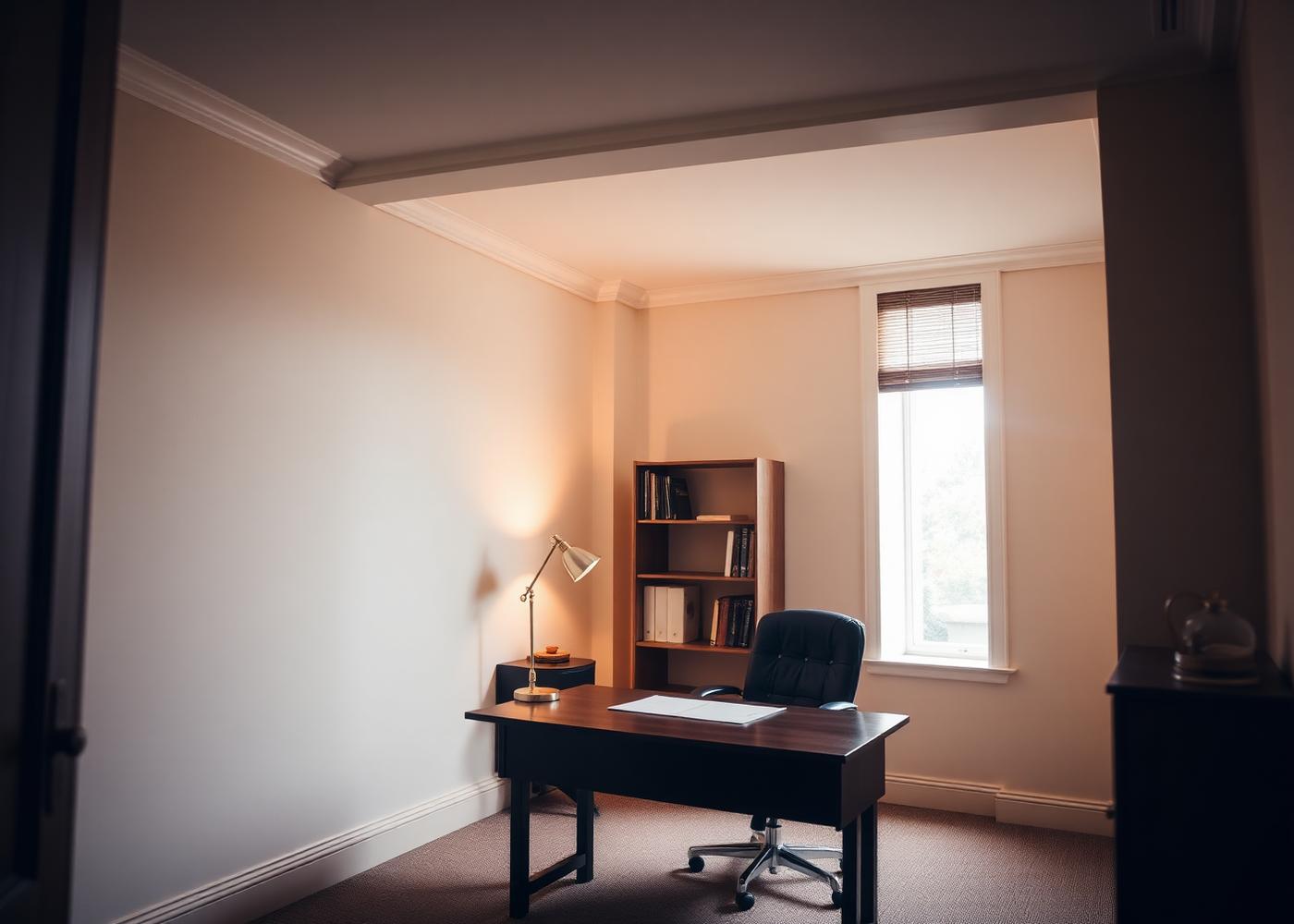 Quiet professional office interior with warm daylight